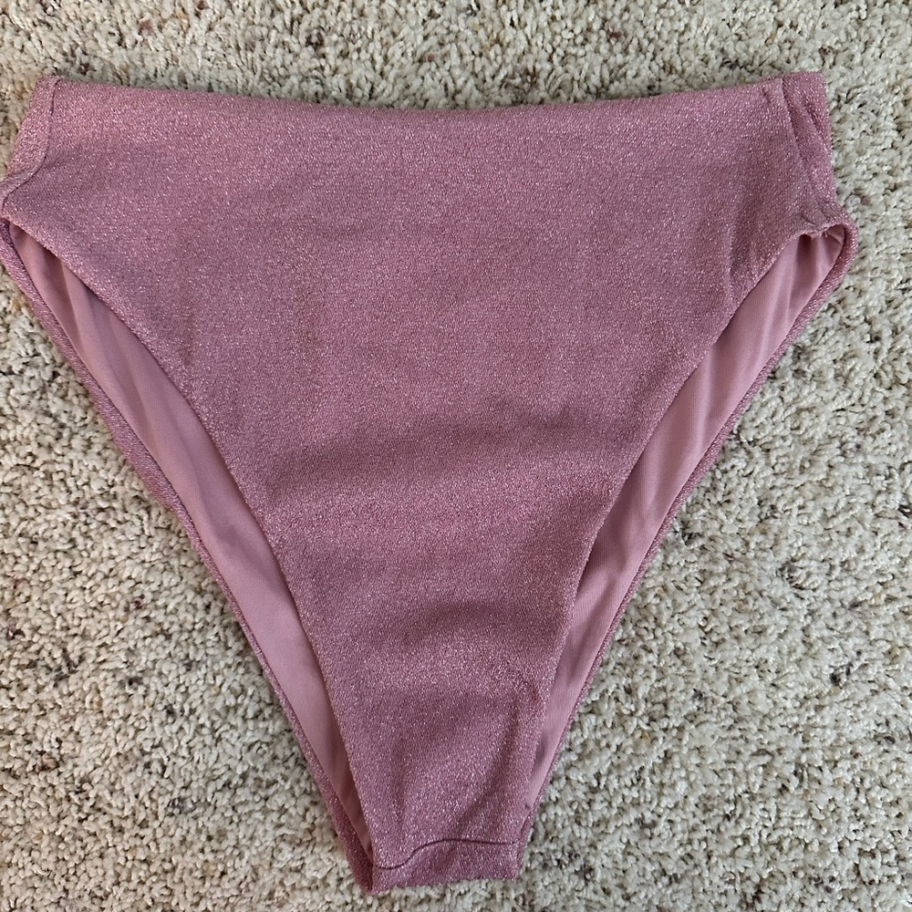 Lulus glittery pink high waisted bikini bottoms